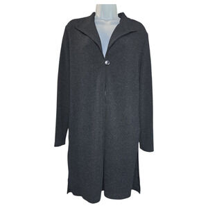 Rabbit Designs Women Sz 16 Black Long Single Button Jacket Cardigan Witchy EUC